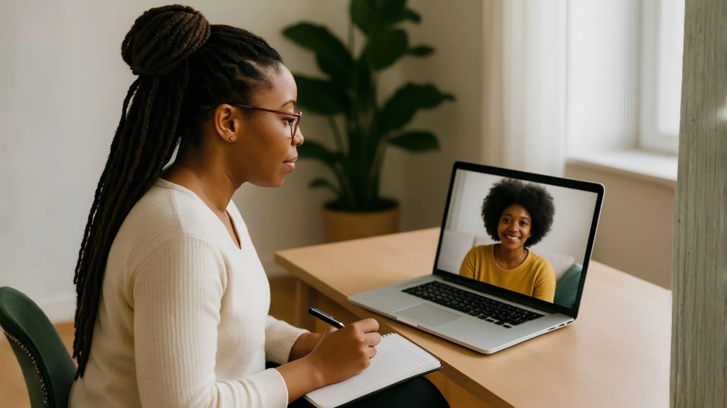 Person talking with a mental health professional in a supportive counseling session